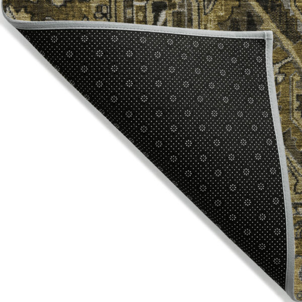 5' X 8' Coffee and Gray Oriental Washable Non Skid Indoor Outdoor Area Rug