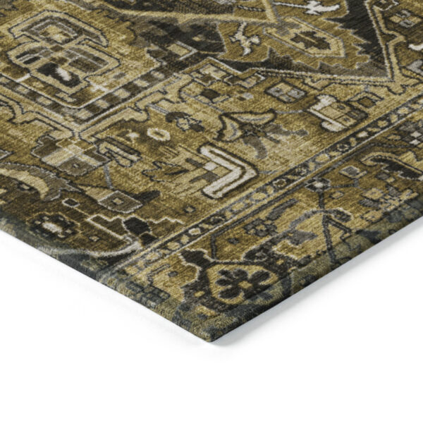 5' X 8' Coffee and Gray Oriental Washable Non Skid Indoor Outdoor Area Rug