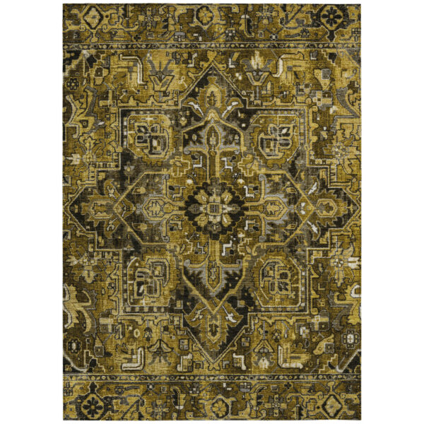5' X 8' Coffee and Gray Oriental Washable Non Skid Indoor Outdoor Area Rug