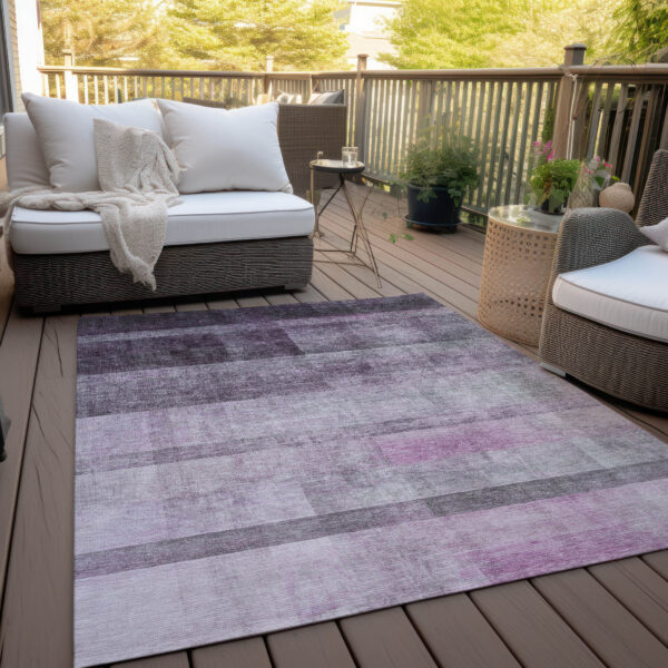10' X 14' Purple Ombre Washable Non Skid Indoor Outdoor Area Rug