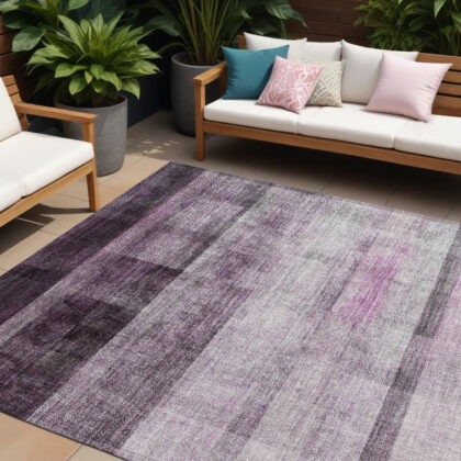 10' X 14' Purple Ombre Washable Non Skid Indoor Outdoor Area Rug
