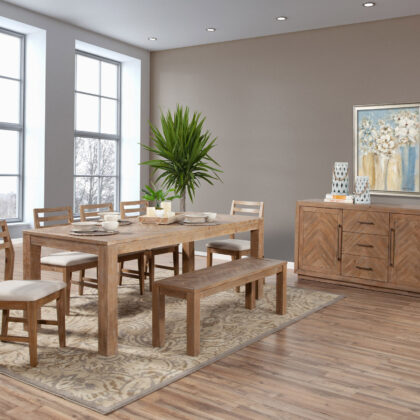 60" Natural Distressed Solid Wood Dining Bench