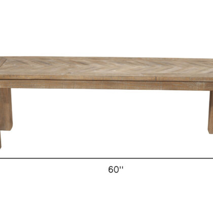 60" Natural Distressed Solid Wood Dining Bench