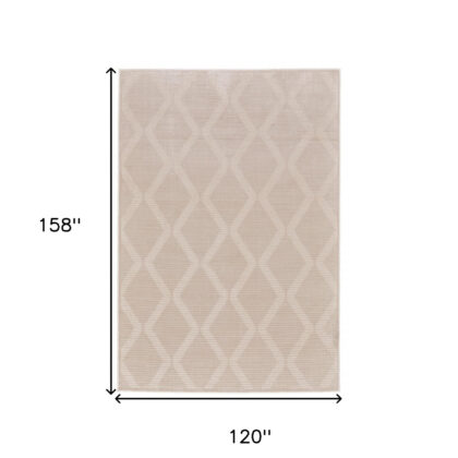 10' X 13' Ivory And Tan Geometric Stain Resistant Area Rug