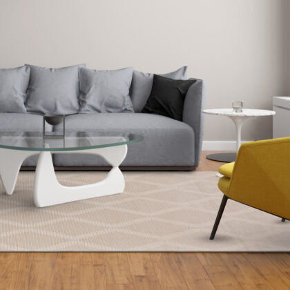 10' X 13' Ivory And Tan Geometric Stain Resistant Area Rug