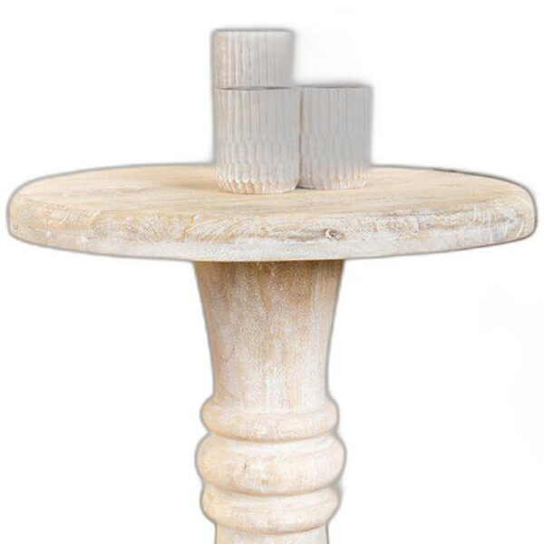 28" White Distressed Solid Wood Round End Table