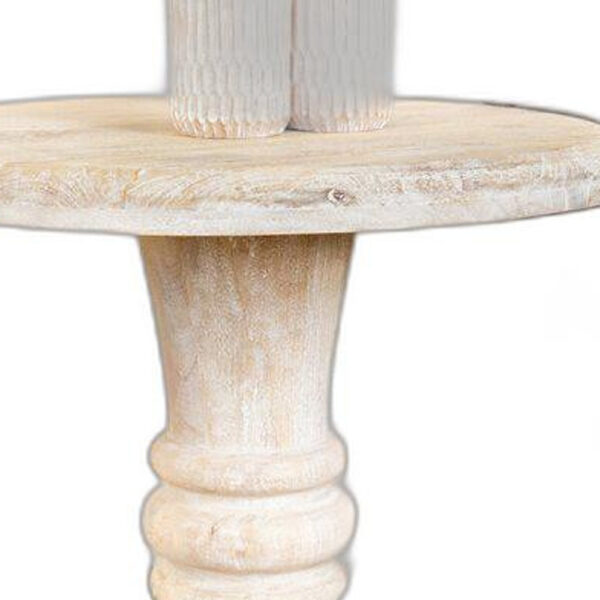 28" White Distressed Solid Wood Round End Table