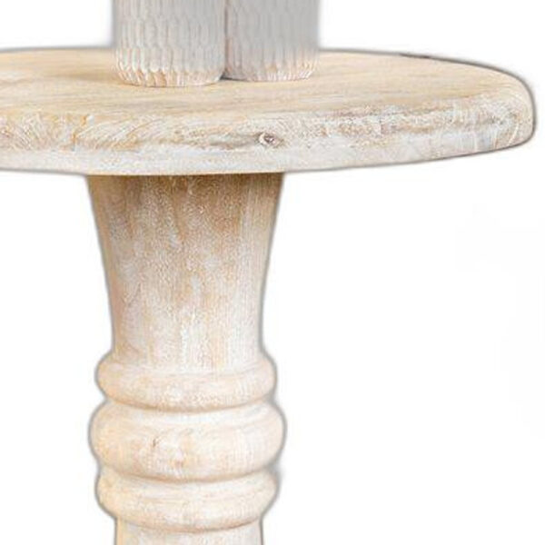 28" White Distressed Solid Wood Round End Table