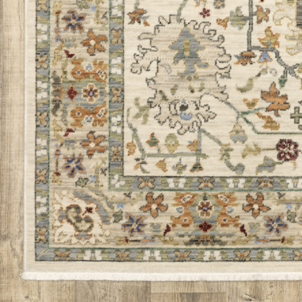 2' X 3' Gray And Ivory Oriental Power Loom Area Rug With Fringe