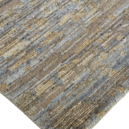 9' X 12' Brown And Gray Wool Abstract Hand Knotted Area Rug