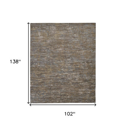 9' X 12' Brown And Gray Wool Abstract Hand Knotted Area Rug