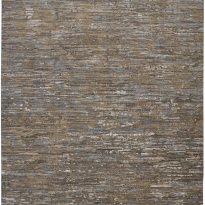 9' X 12' Brown And Gray Wool Abstract Hand Knotted Area Rug