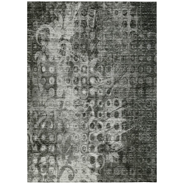 3' X 5' Charcoal Ikat Washable Indoor Outdoor Area Rug