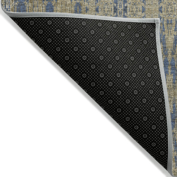 10' X 14' Blue Taupe And Beige Moroccan Washable Indoor Outdoor Area Rug