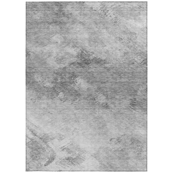 9' X 12' Silver Gray And Ivory Abstract Washable Indoor Outdoor Area Rug