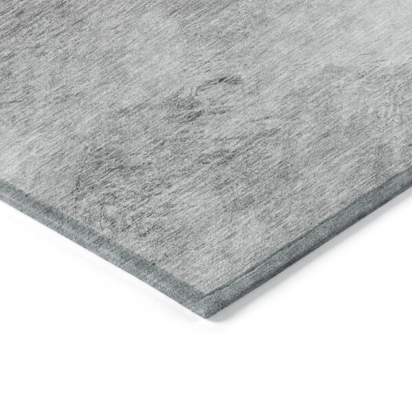 9' X 12' Silver Gray And Ivory Abstract Washable Indoor Outdoor Area Rug