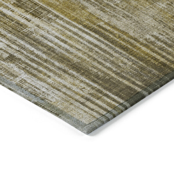 3' X 5' Brown Ivory And Taupe Striped Washable Indoor Outdoor Area Rug