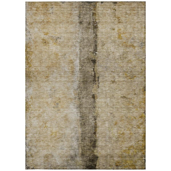 3' X 5' Brown Taupe And Gold Abstract Washable Indoor Outdoor Area Rug