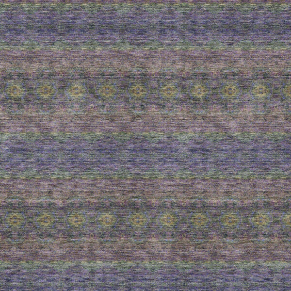 8' X 10' Purple Plum And Gold Floral Medallion Washable Indoor Outdoor Area Rug