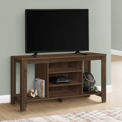 48" Brown Wood Open Shelving TV Stand