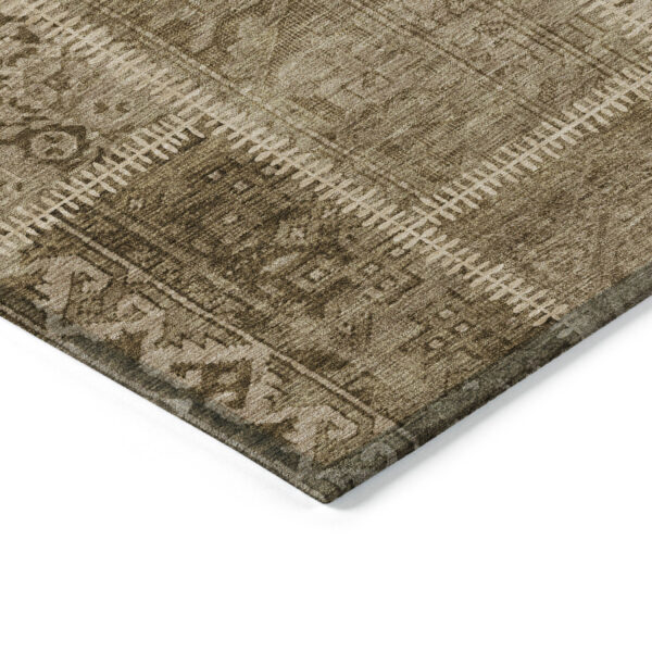 10' X 14' Brown And Beige Patchwork Washable Indoor Outdoor Area Rug