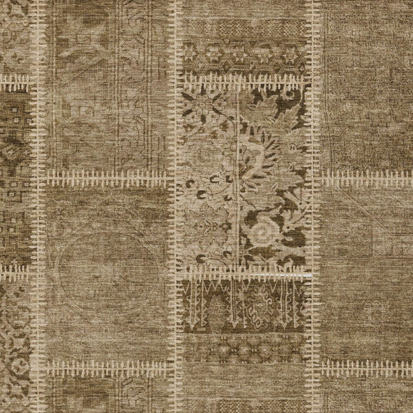 10' X 14' Brown And Beige Patchwork Washable Indoor Outdoor Area Rug