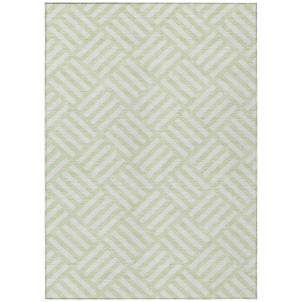 8' X 10' Mint Green And Ivory Geometric Washable Indoor Outdoor Area Rug
