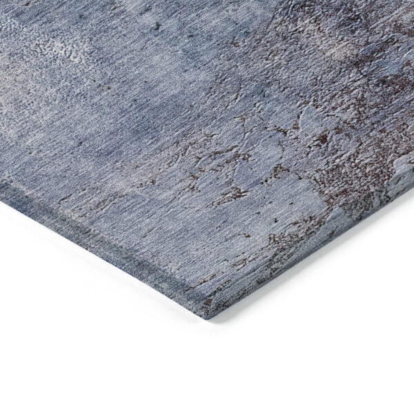 9' X 12' Navy Blue And Gray Abstract Washable Indoor Outdoor Area Rug