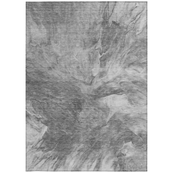 10' X 14' Gray Silver And Charcoal Abstract Washable Indoor Outdoor Area Rug