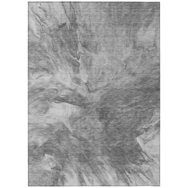 10' X 14' Gray Silver And Charcoal Abstract Washable Indoor Outdoor Area Rug