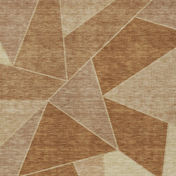 3' X 5' Orange Copper And Beige Geometric Washable Indoor Outdoor Area Rug
