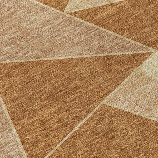 3' X 5' Orange Copper And Beige Geometric Washable Indoor Outdoor Area Rug
