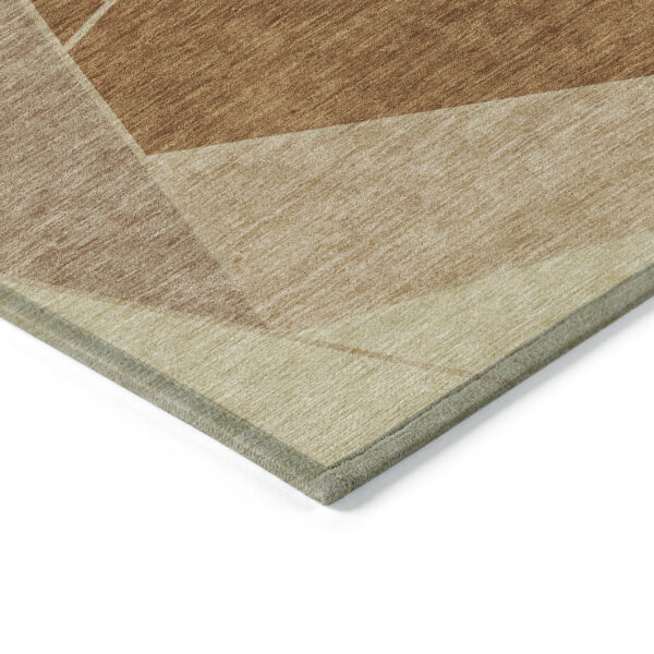 3' X 5' Orange Copper And Beige Geometric Washable Indoor Outdoor Area Rug