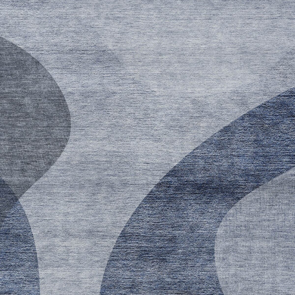 3' X 5' Denim Blue And Sky Blue Abstract Washable Indoor Outdoor Area Rug