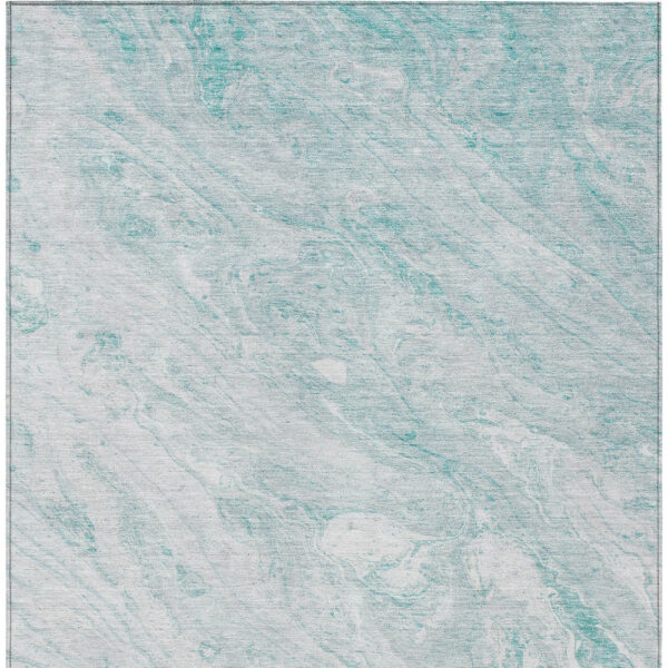 8' X 10' Aquamarine Aqua And Ivory Abstract Washable Indoor Outdoor Area Rug