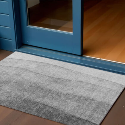3' X 5' Gray Silver And Charcoal Ombre Washable Indoor Outdoor Area Rug