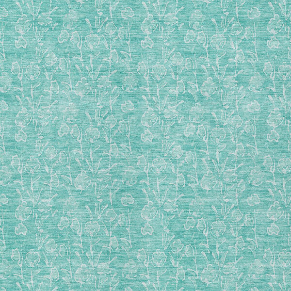 5' X 8' Teal Blue And Ivory Floral Washable Indoor Outdoor Area Rug