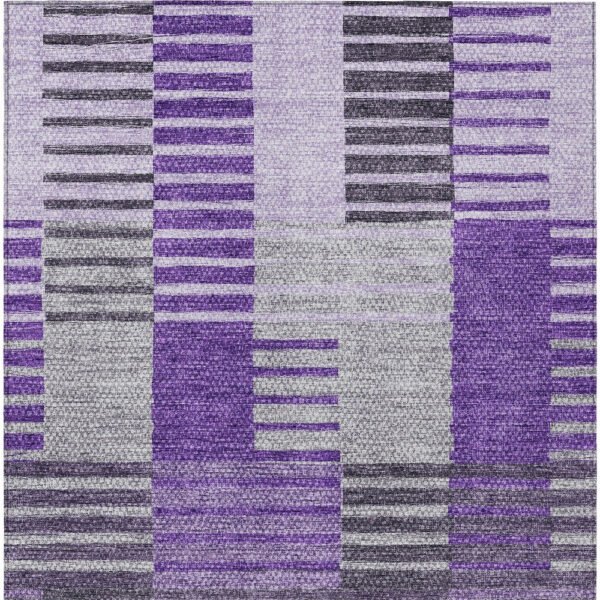 5' X 8' Purple Lavender And Eggplant Striped Washable Indoor Outdoor Area Rug