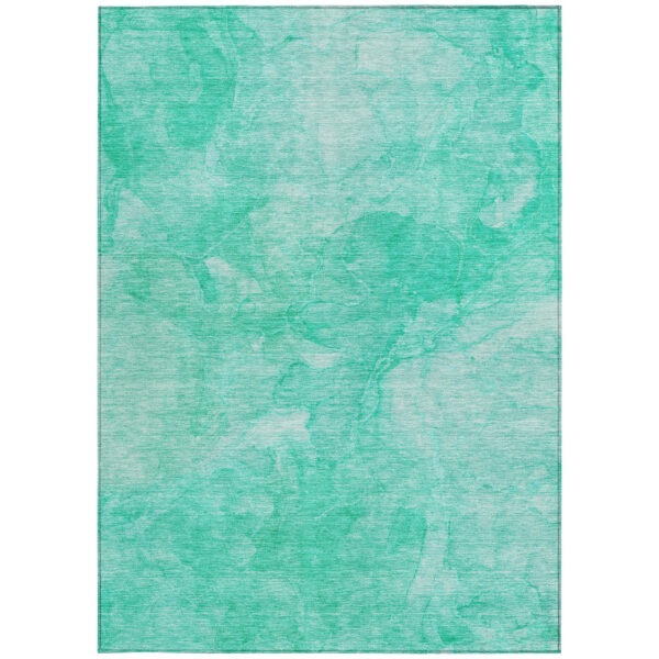 8' X 10' Teal Blue And Aqua Nautical Washable Indoor Outdoor Area Rug