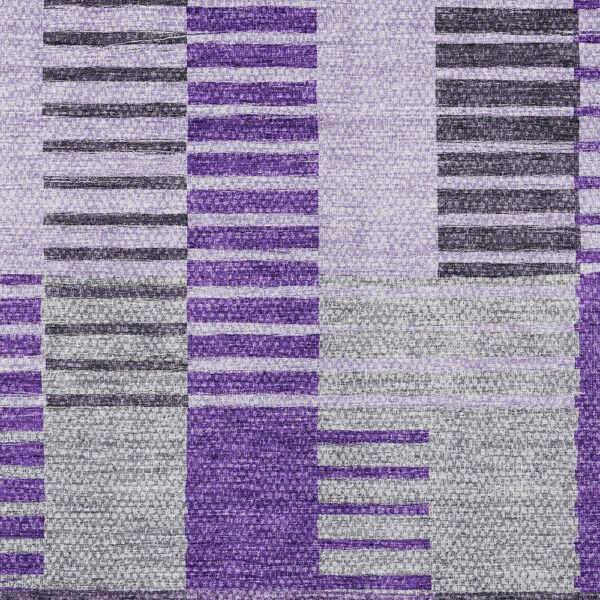 5' X 8' Purple Lavender And Eggplant Striped Washable Indoor Outdoor Area Rug