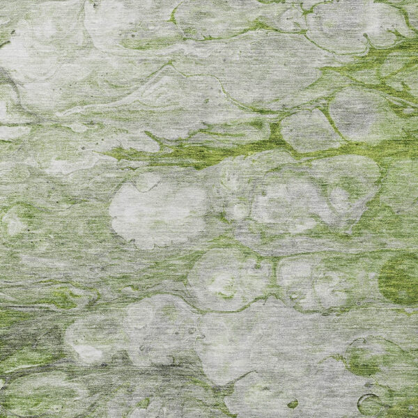 5' X 8' Olive Green And Gray Abstract Washable Indoor Outdoor Area Rug