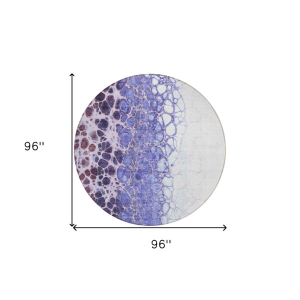 8' Purple Lilac And Eggplant Round Abstract Washable Indoor Outdoor Area Rug