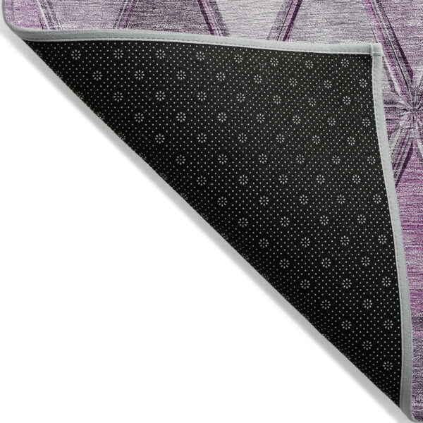 5' X 8' Merlot Purple And Lavender Geometric Washable Indoor Outdoor Area Rug