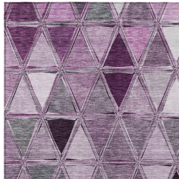 5' X 8' Merlot Purple And Lavender Geometric Washable Indoor Outdoor Area Rug