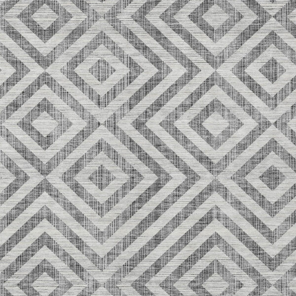 9' X 12' Gray Silver And Ivory Geometric Washable Indoor Outdoor Area Rug