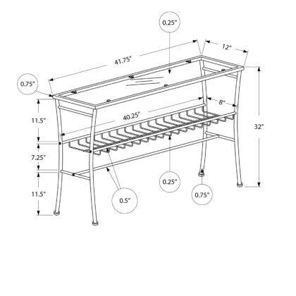 42" Clear And Silver Glass Console Table With Storage