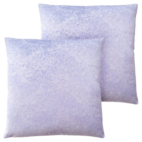 Set Of Two 18" X 18" Purple Polyester Feather Zippered Pillow