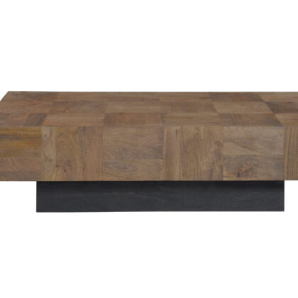 59" Dark Brown And Black Solid Wood Coffee Table