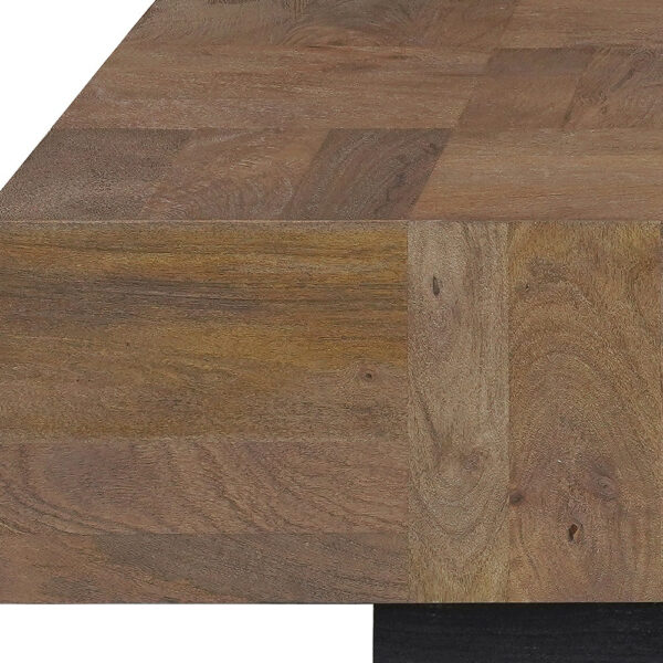 59" Dark Brown And Black Solid Wood Coffee Table