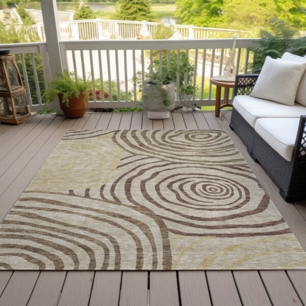 10' X 14' Brown Taupe And Beige Abstract Washable Indoor Outdoor Area Rug